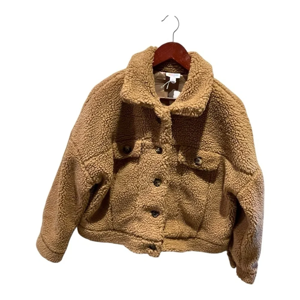 LuLaRoe Sherpa Fleece Button Down Jacket Size L - Picture 1 of 8